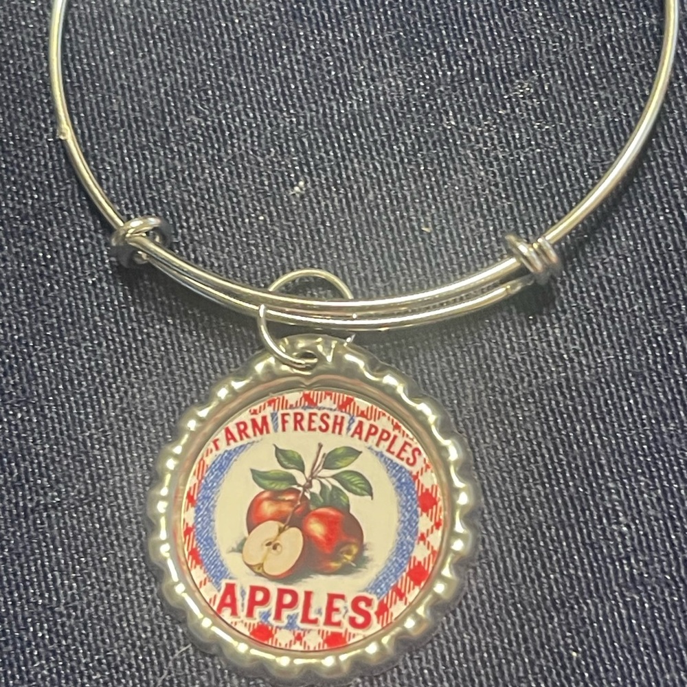 Silver Apple Charm Bracelet